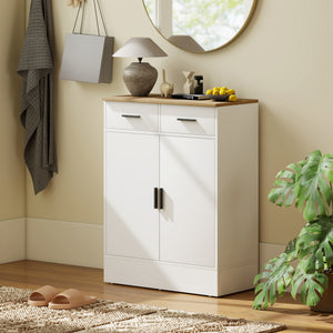 Sideboard Kommode mit Stauraum und Schubladen weiss Naturholz