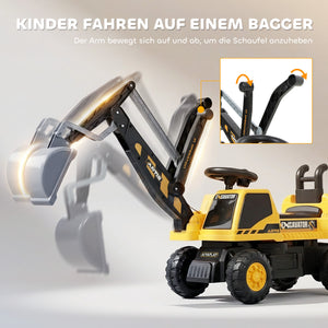 Sitzbagger für Kinder drehbar mit Schaufel 1,5-3 Jahre gelb