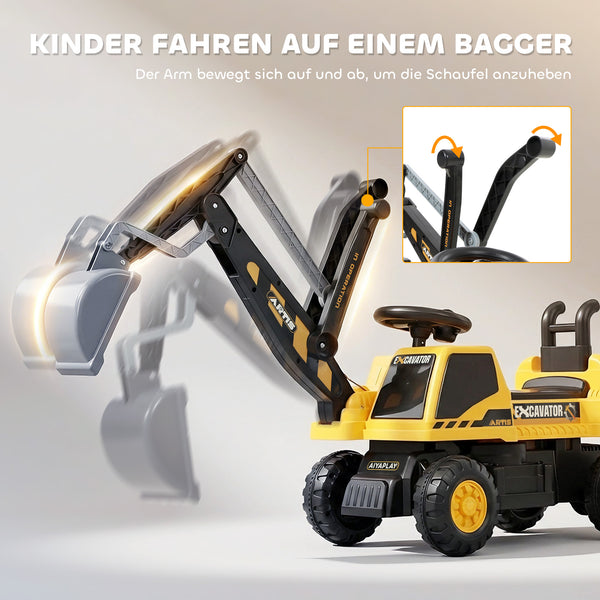 Sitzbagger für Kinder drehbar mit Schaufel 1,5-3 Jahre gelb