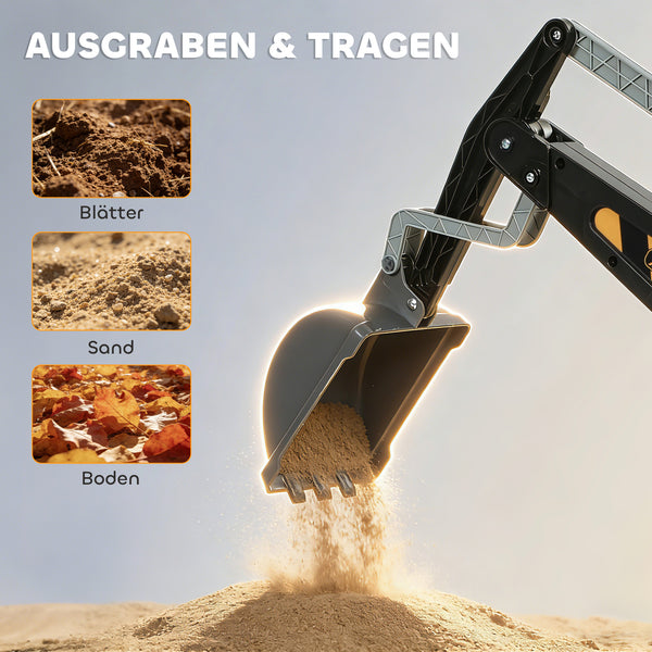 Sitzbagger für Kinder drehbar mit Schaufel 1,5-3 Jahre gelb