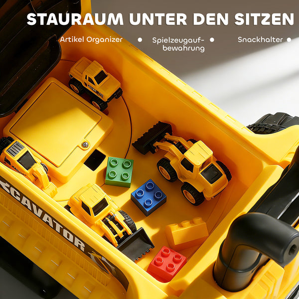 Sitzbagger für Kinder drehbar mit Schaufel 1,5-3 Jahre gelb