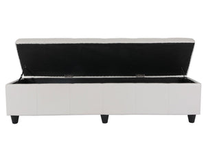 Sitzbank Aufbewahrung Leder Kunstleder 180x45x45cm weiss