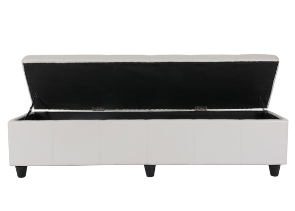 Sitzbank Aufbewahrung Leder Kunstleder 180x45x45cm weiss