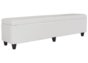 Sitzbank Aufbewahrung Leder Kunstleder 180x45x45cm weiss