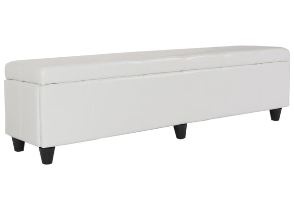Sitzbank Aufbewahrung Leder Kunstleder 180x45x45cm weiss