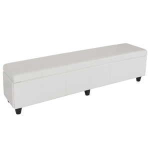 Sitzbank Aufbewahrung Leder Kunstleder 180x45x45cm weiss