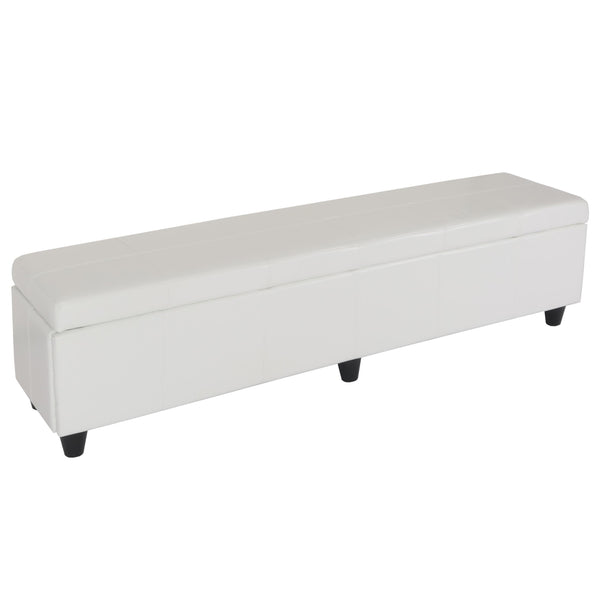 Sitzbank Aufbewahrung Leder Kunstleder 180x45x45cm weiss