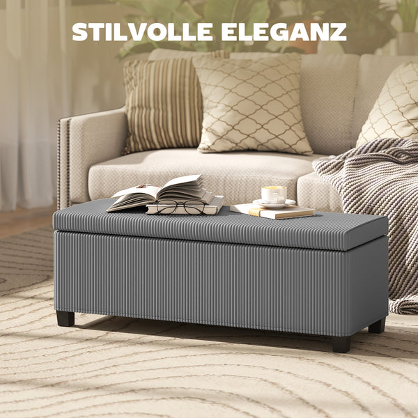 Sitzbank mit Stauraum und Cordbezug für Wohnzimmer Flur grau