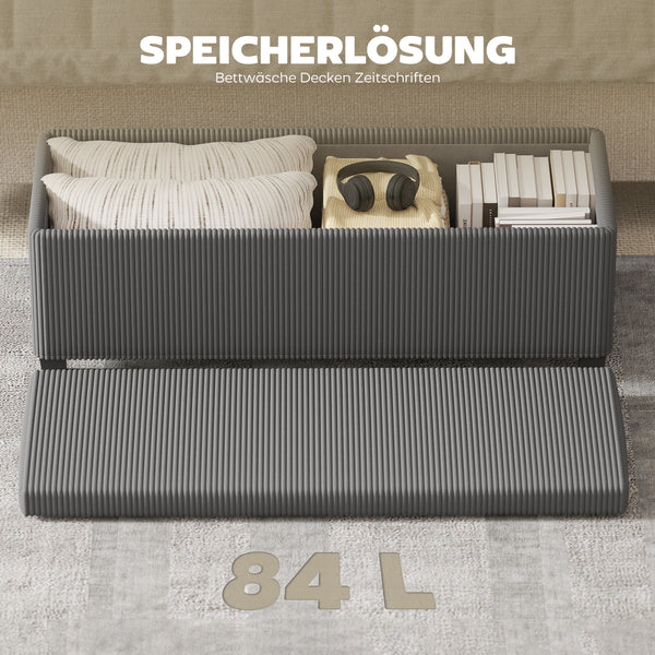 Sitzbank mit Stauraum und Cordbezug für Wohnzimmer Flur grau