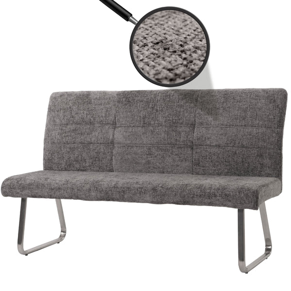 Sitzbank Esszimmerbank Edelstahl Chenille Öko-Tex 160cm dunkelgrau