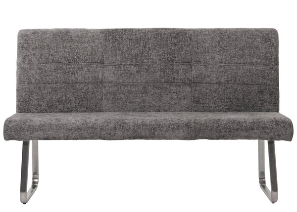 Sitzbank Esszimmerbank Edelstahl Chenille Öko-Tex 160cm dunkelgrau