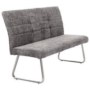 Sitzbank Esszimmerbank Edelstahl Chenille Öko-Tex 160cm dunkelgrau