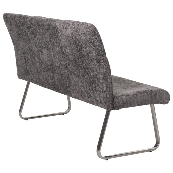 Sitzbank Esszimmerbank Edelstahl Chenille Öko-Tex 160cm dunkelgrau