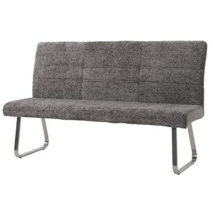 Sitzbank Esszimmerbank Edelstahl Chenille Öko-Tex 160cm dunkelgrau