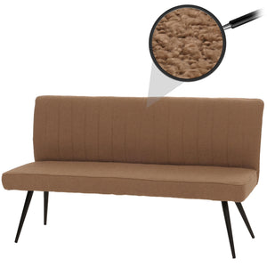Sitzbank Esszimmerbank Polsterbank Rückenlehne Bouclé Metall 160cm braun