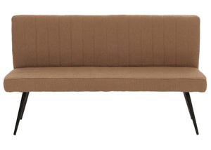 Sitzbank Esszimmerbank Polsterbank Rückenlehne Bouclé Metall 160cm braun