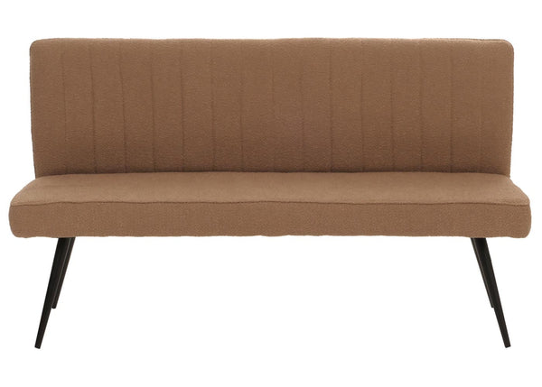 Sitzbank Esszimmerbank Polsterbank Rückenlehne Bouclé Metall 160cm braun