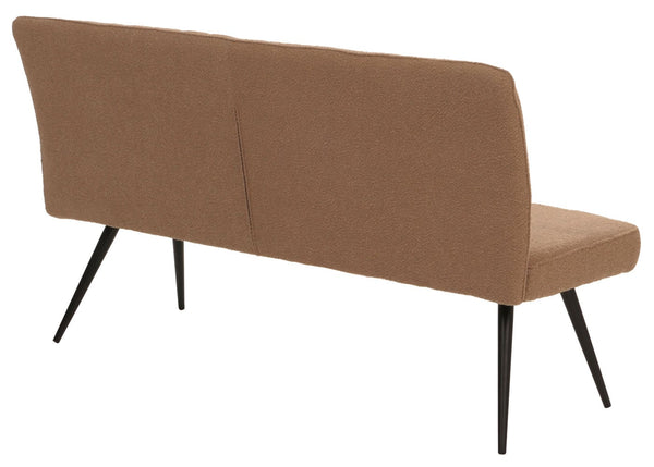 Sitzbank Esszimmerbank Polsterbank Rückenlehne Bouclé Metall 160cm braun