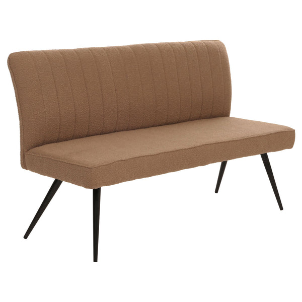 Sitzbank Esszimmerbank Polsterbank Rückenlehne Bouclé Metall 160cm braun