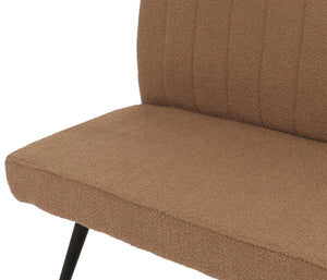 Sitzbank Esszimmerbank Polsterbank Rückenlehne Bouclé Metall 160cm braun