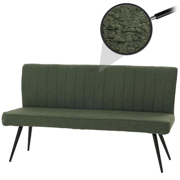 Sitzbank Esszimmerbank Polsterbank Rückenlehne Bouclé Metall 160cm grün
