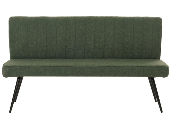 Sitzbank Esszimmerbank Polsterbank Rückenlehne Bouclé Metall 160cm grün