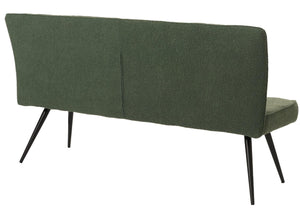 Sitzbank Esszimmerbank Polsterbank Rückenlehne Bouclé Metall 160cm grün