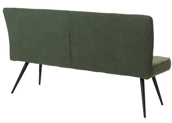 Sitzbank Esszimmerbank Polsterbank Rückenlehne Bouclé Metall 160cm grün