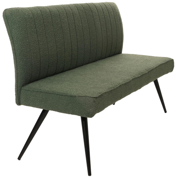 Sitzbank Esszimmerbank Polsterbank Rückenlehne Bouclé Metall 160cm grün