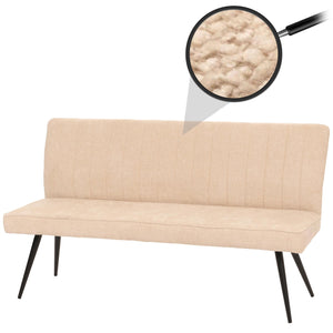 Sitzbank Esszimmerbank Polsterbank Rückenlehne Chenille Metall 160cm creme-beige