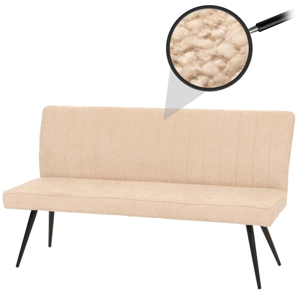 Sitzbank Esszimmerbank Polsterbank Rückenlehne Chenille Metall 160cm creme-beige