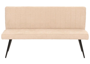 Sitzbank Esszimmerbank Polsterbank Rückenlehne Chenille Metall 160cm creme-beige