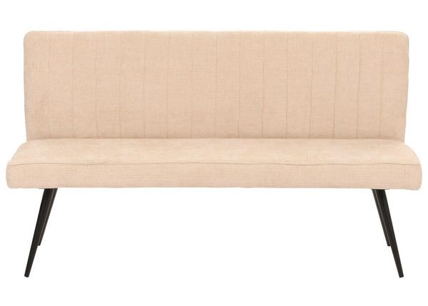 Sitzbank Esszimmerbank Polsterbank Rückenlehne Chenille Metall 160cm creme-beige