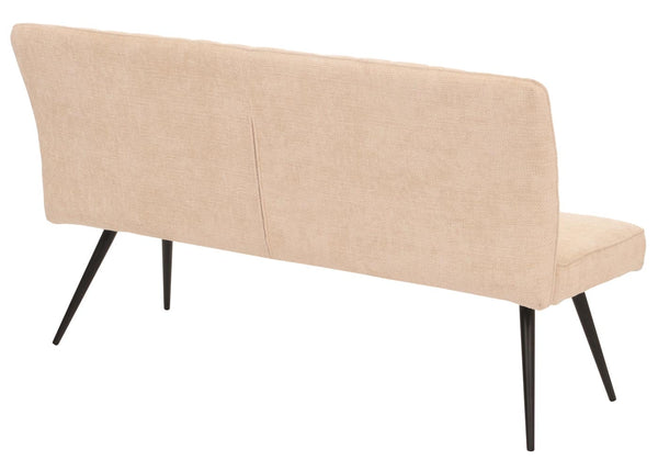 Sitzbank Esszimmerbank Polsterbank Rückenlehne Chenille Metall 160cm creme-beige