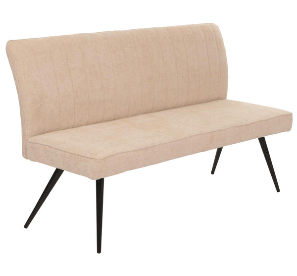Sitzbank Esszimmerbank Polsterbank Rückenlehne Chenille Metall 160cm creme-beige