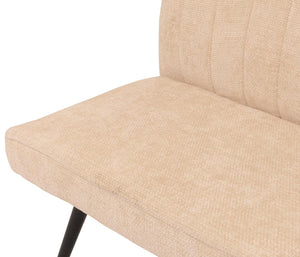 Sitzbank Esszimmerbank Polsterbank Rückenlehne Chenille Metall 160cm creme-beige