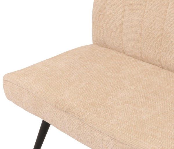 Sitzbank Esszimmerbank Polsterbank Rückenlehne Chenille Metall 160cm creme-beige