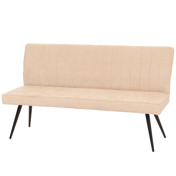 Sitzbank Esszimmerbank Polsterbank Rückenlehne Chenille Metall 160cm creme-beige