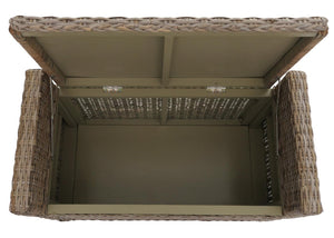 Sitzbank Garderobenbank Sitzhocker mit Stauraum Kubu Rattan 88cm grau-braun