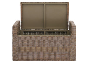 Sitzbank Garderobenbank Sitzhocker mit Stauraum Kubu Rattan 88cm grau-braun