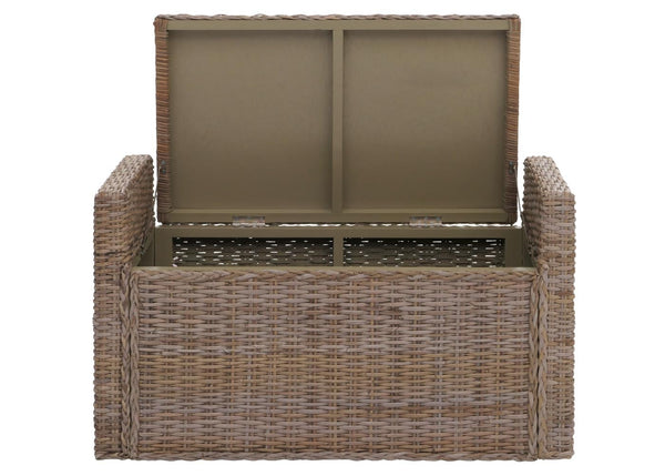 Sitzbank Garderobenbank Sitzhocker mit Stauraum Kubu Rattan 88cm grau-braun