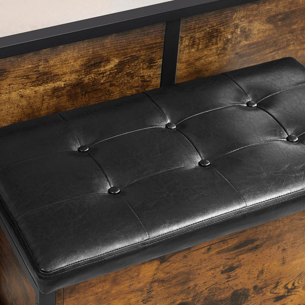Holztruhe Sitzbank mit Staufach Industrial Stil 80x40x50cm Holz Braun