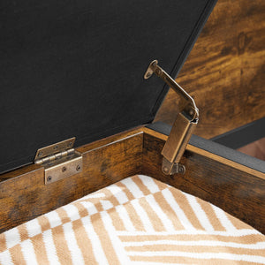 Holztruhe Sitzbank mit Staufach Industrial Stil 80x40x50cm Holz Braun