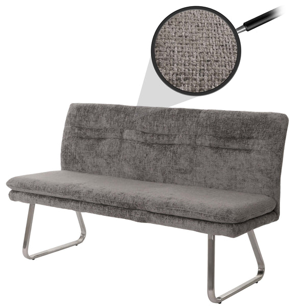 Sitzbank JAM-H70 Chenille Textil Edelstahl 160cm dunkelgrau