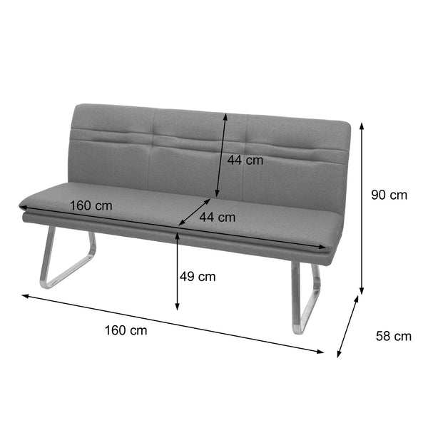 Sitzbank JAM-H70 Textil Edelstahl 160cm grau-braun