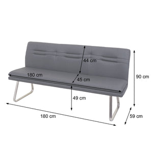 Sitzbank JAM-H70 Textil Edelstahl 180cm grau-braun