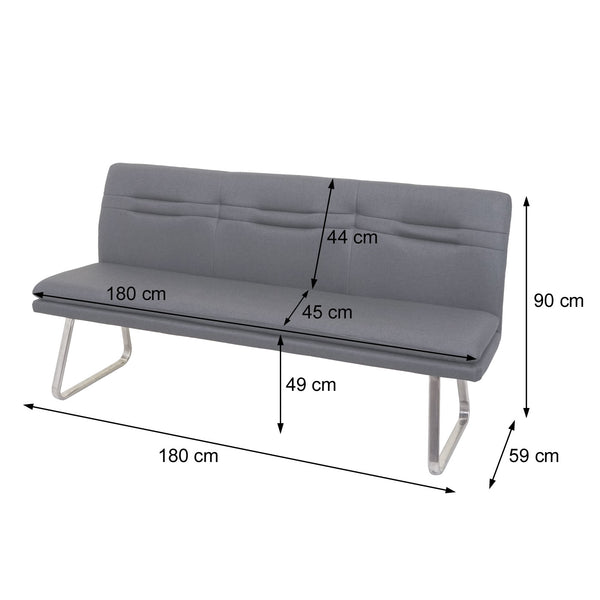 Sitzbank JAM-H70 Textil Edelstahl 180cm grau-braun