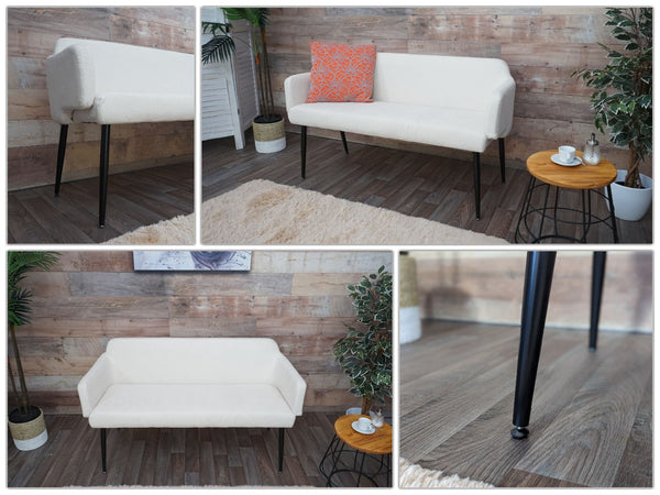 Sitzbank JAM-L13 Textil 133cm creme-weiss