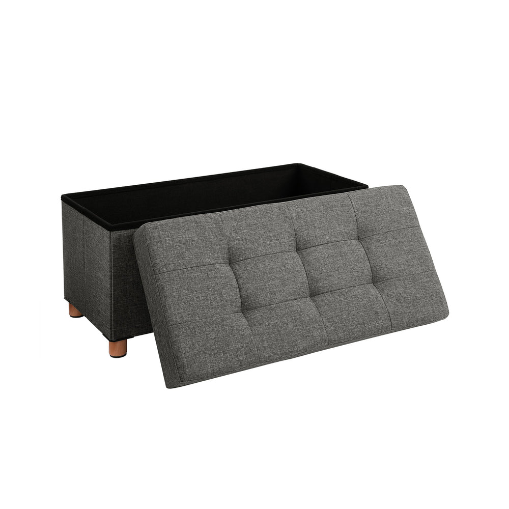 Panca con vano portaoggetti, panca pieghevole 65L, tessuto, grigio scuro
