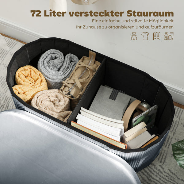 Sitzbank Polsterbank klappbar mit Stauraum Samt dunkelgrau